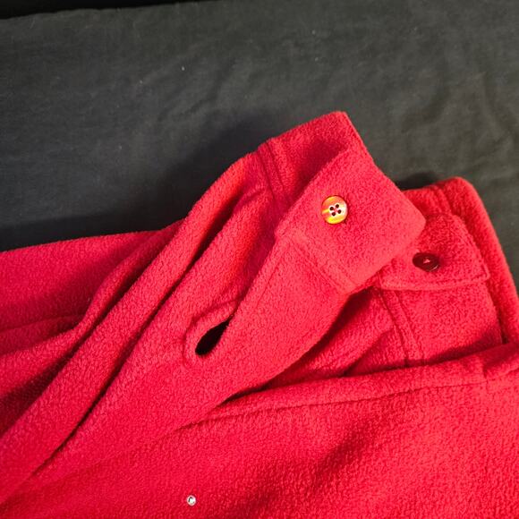 Quacker Factory Red Fleece Jacket Size M Rhinestone Blingy Grandmacore Mature - Picture 11 of 12